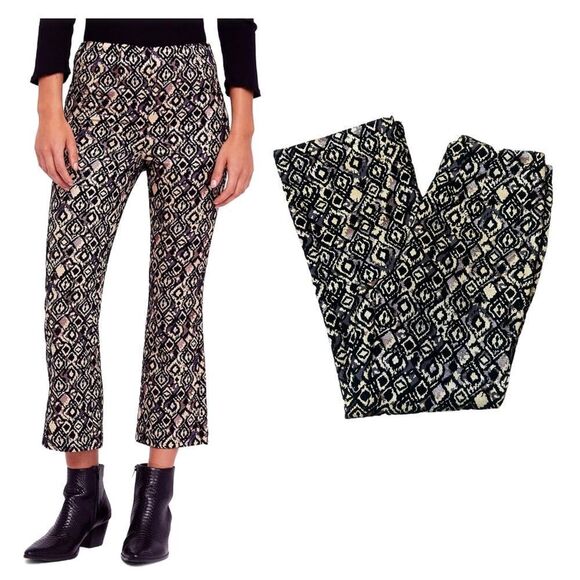 Free People Womens Mod Metallic Printed Cropped Pants Size 0 - Picture 1 of 14